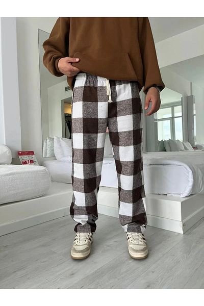 Gofeel Harajuku Unisex Checked Tech Wide Leg Slow Relaxed Sweatpants Streetwear