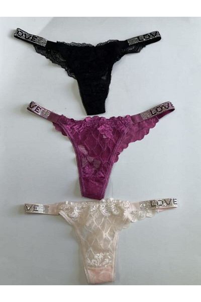 Luxxa Stone Detailed 3-Piece Thong Set