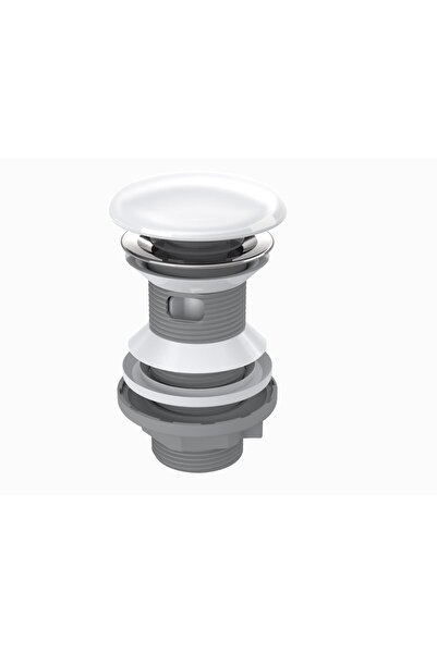 AQUA BAGNO Pop-up Sifon Tapası , Beyaz Seramik Başlıklı ,Taşma Delikli, Pis S...