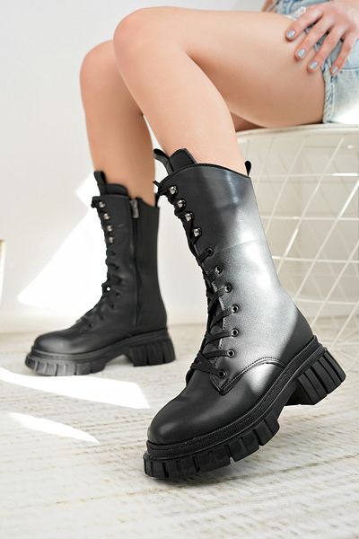 SEEM & BE Γυναικείες κοντές μπότες Sophia Lace Up με φερμουάρ - Μποτάκια
