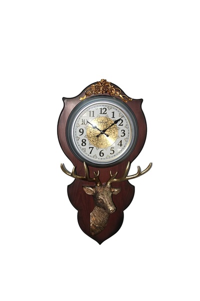hediyeconcepti Özel Ahşap Tasarımlı Geyik Kafası Modelli Duvar Saati