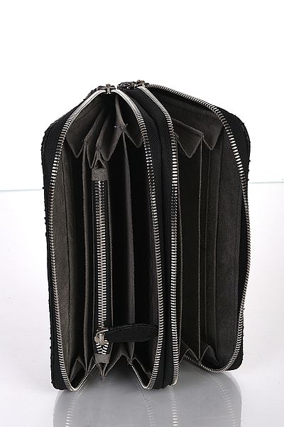 fubileather Чанта-клъч от истинска змийска кожа с двоен цип