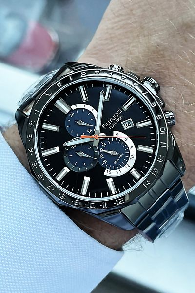 Ferrucci Function Men's Wristwatch 3 ATM Waterproof Smoked Color Steel Strap + Gift Bracelet FRE2034C2