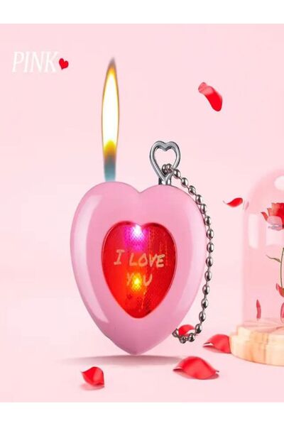 HK GİFT SHOP SEVGİLİYE ÖZEL IŞIKLI ANAHTARLIK KALPLİ GAZLI ÇAKMAK