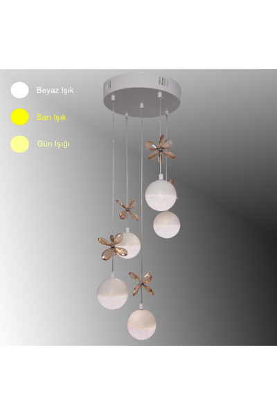 TT AYDINLATMA TT033-5-BY TT Aydınlatma Kelebek Toplu Model Mat Beyaz 5 li 3 R...