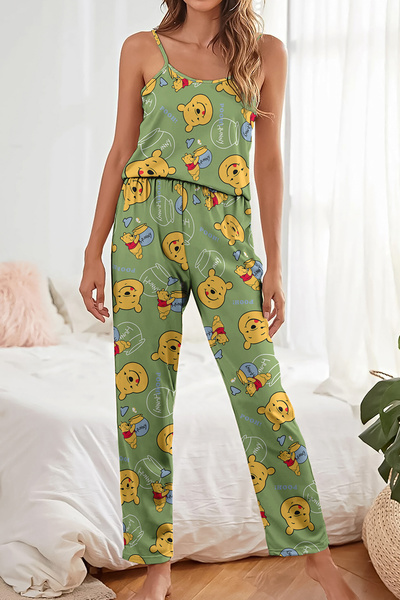 PEMBİŞ HOMEWEAR Hunny Rezar Trend Askılı Pantolon Pooh Baskılı Pijama Takımı