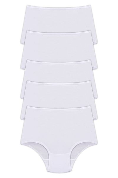 Soft Light Chiloți de damă cu talie foarte înaltă, bumbac alb, pachet de 5