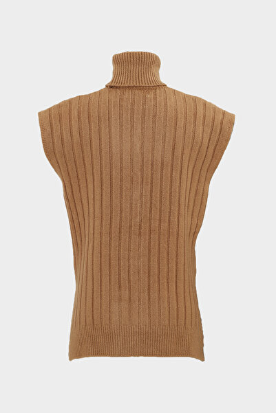 Açelya Okcu Pulover de damă tricotat cu gât supradimensionat pentru păr