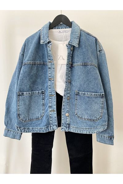 Ekim Store Jachetă de blugi cu buzunare mari