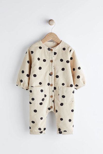 Next Baby Cream Polka Dot Seasonal Jumpsuit - 100% Cotton