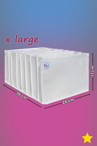 HOMELİFE EV TEKSTİL Production White - X Large Size / 8 Compartment Drawer Organizer
