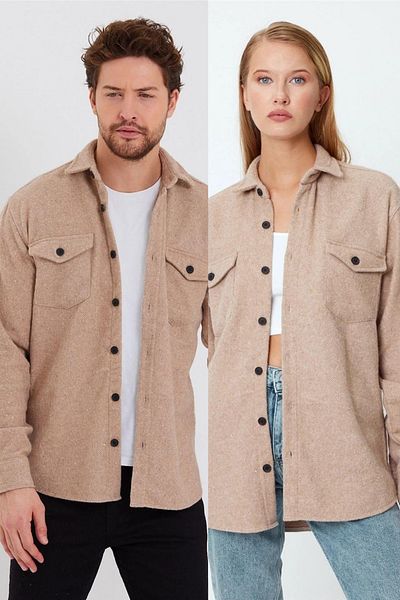 Tarz Cool Unisex Πουκάμισο ξυλοκόπο με διπλό πτερύγιο τσέπης - μονή τιμή