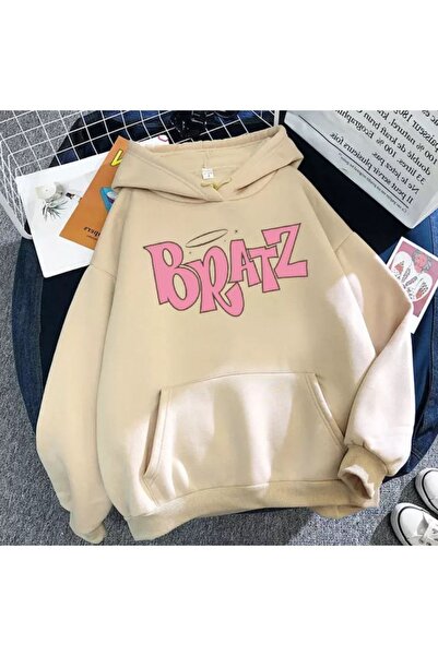 Adrift Ženska bež Bratz Štampano Oversize kroj Sa kapuljačom dukserica sa kap...
