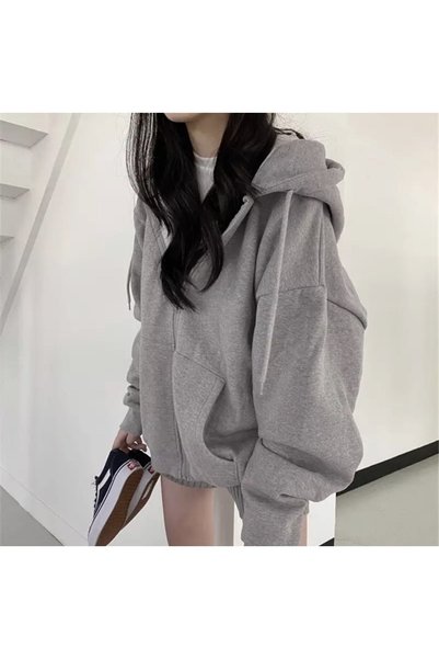 Tarzsokak Special Design Hooded Full Zip Thick Winter Super Oversize Women's Jacket-sweats