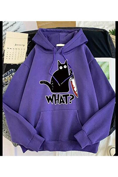 Tarzsokak Design special cu glugă Ce e? Hanorac pentru femei cu imprimeu Cat,...