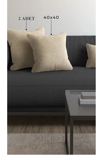 Elbasan Tekstil 2 bucăți perne pătrate 40 x 40 cm cu aspect de catifea, cu textură moale, huse simple.