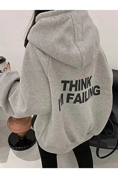 Adrift Ženska siva Oversize kroj M'ı Štampano dukserica TYCIIFXSHN16874140053...