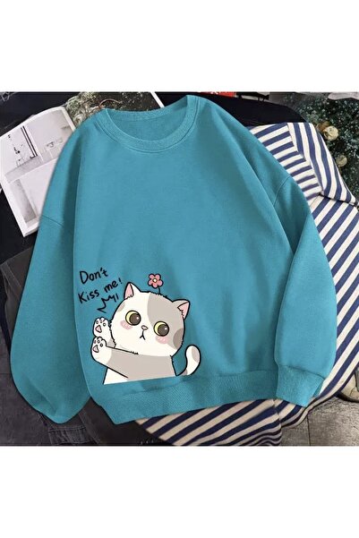 Tarzsokak Hanorac pentru femei, cu decolteu rotund, cu imprimeu Don't Kiss Me...