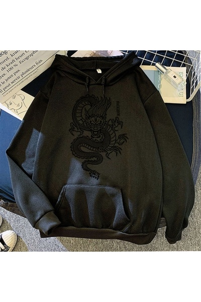 Adrift Crni zmaj Štampano Oversize kroj unisex dukserica bsgejderyasweat