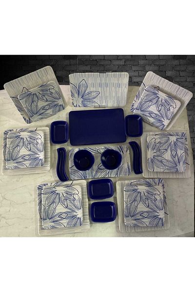 Keramika Navy Blue White 23 Piece Alisa Breakfast Set