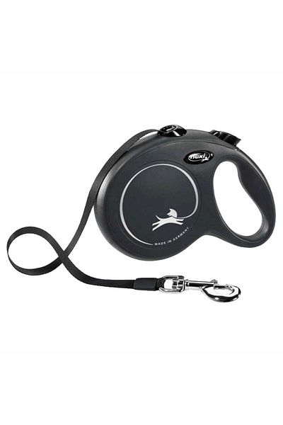 Flexi Black Max 50kg with Automatic Stripe - New Classic L Length Dog Extension Leash 8 Meters