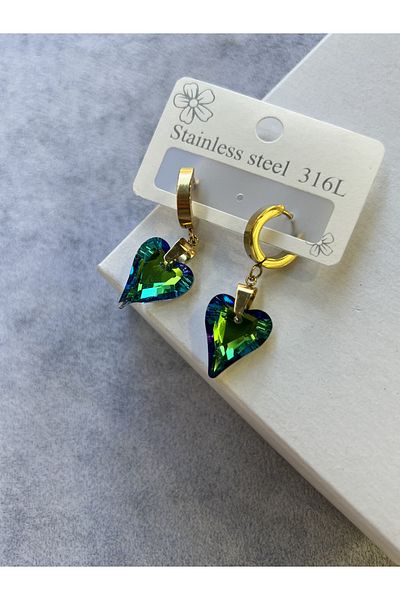 ilvesa shop Steel Hologram Minimal Heart Earrings
