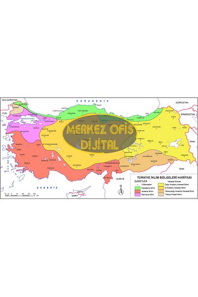 MOD MAP OF TURKEY Climate Areas 50X70 CM