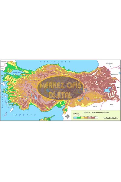 MOD TOPOGRAPHY MAP OF TURKEY 50X70 CM