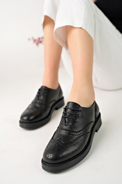 GNS Shoes Hakiki Deri Siyah Kadın Ayakkabısı