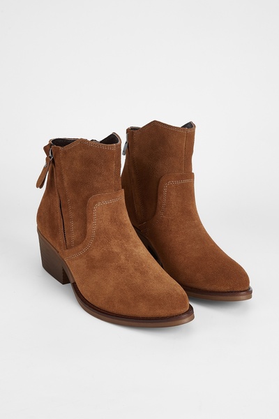 Valmenti Γυναικείες Μπότες Casual από γνήσιο δέρμα Tan Suede