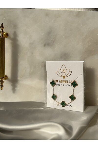SIM JEWELERY YEŞİL ÇELİK YONCA BİLEKLİK