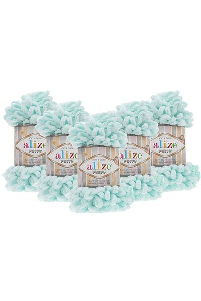 Alize Puffy Hand Knitting Yarn 5 Pack Water Green 15