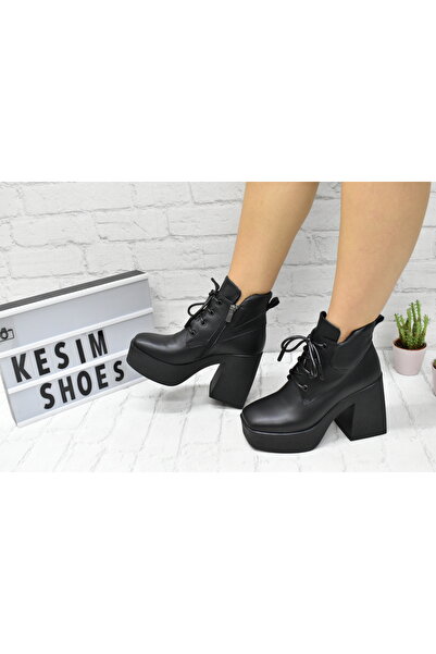 Kesim Shoes Hakiki Deri Kadın Topuklu Bot 34-35-36-37-38-39-40