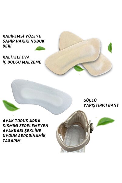 Genel Markalar Kahve- Ayakkabı Topuk Vurma Önleyici Deri Ped, Sağlıklı Doğal, Kendinden Yapışkanlı, Dolgulu, 1 Çift