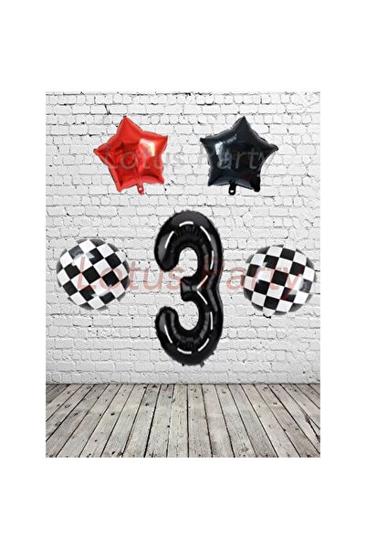 LOTUS PARTY مجموعة بالونات من رقائق معدنية بطابع السباق لعمر 3 سنوات - بالونا...