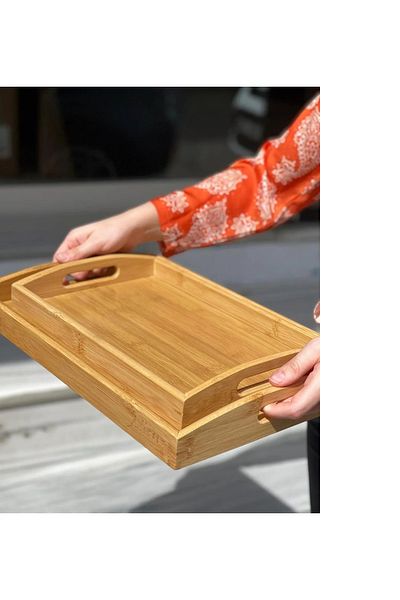 MİEN Mien Set of 2 Bamboo Coffee Presentation Trays