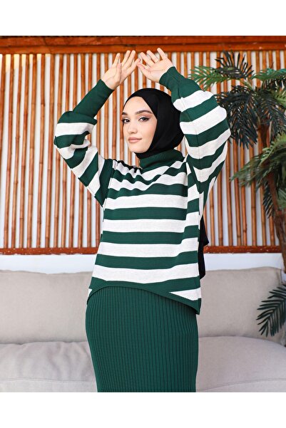 VİTA FASHİON Ριγέ πλεκτό κοστούμι VM109