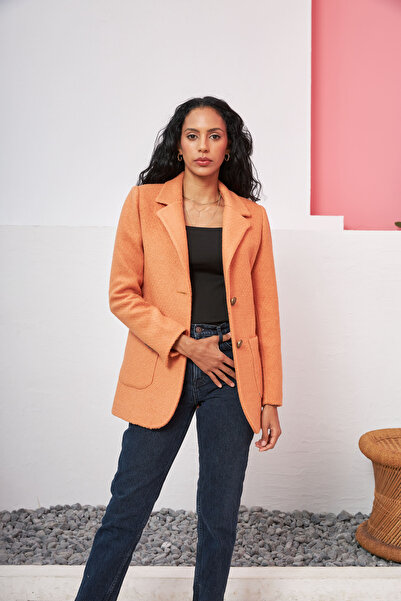 THEPNAR STORE Turunç Renk Yün Ceket