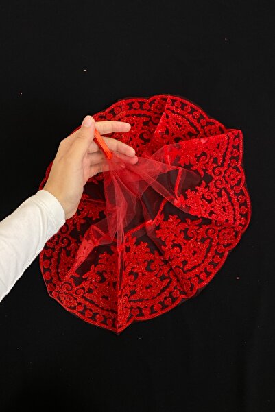 ZEYMERADE منديل العروس الأحمر، منديل حفل الزفاف، منديل الحناء ذو ​​الطباعة ال...