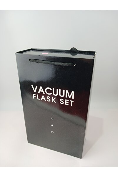 YKL Vacuum Flask Set Üç Bardaklı Kutulu Paslanmaz Çelik Termos Seti 500 Ml