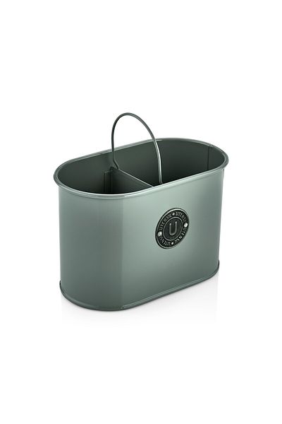 LUCKYHOMES Γαλβανισμένη Γκρι Οβάλ Μπουκέτο - 22x12 cm, Οργανωτής επιφάνειας εργασίας, Διακοσμητικό πάγκου, Δύο θήκες