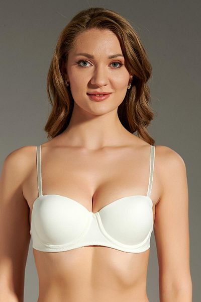 cotonhause Women's Strapless Back Transparent Supported Underwire Ecru Bra C3t3n8o315