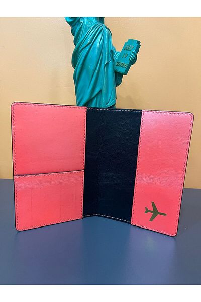 Seyahataksesuar GLOSSY POMEGRANATE FLOWER GENUINE LEATHER PASSPORT CASE