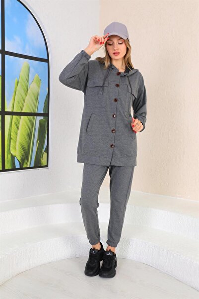 WestBound Жіночий щоденний спортивний комплект з великими ґудзиками СІРИЙ