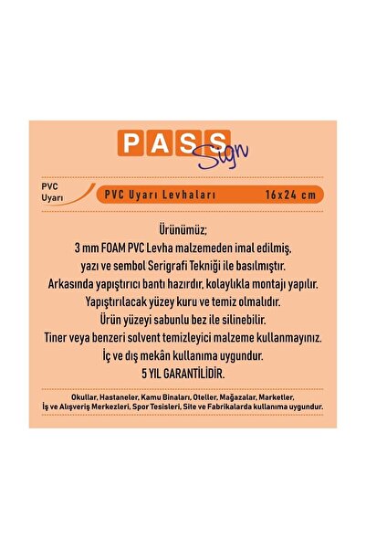 PASS PANO PVC UYARICI LEVHA GİZLİ KAMERA  16*24 CM