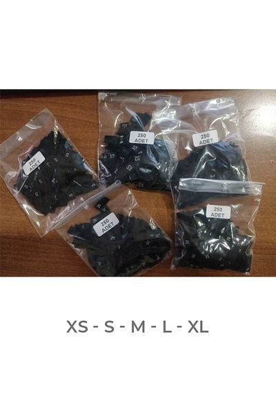 Netsan Etiket ملصق مقاس اللون الأسود Xs - S - M - L -xl 250 حزمة
