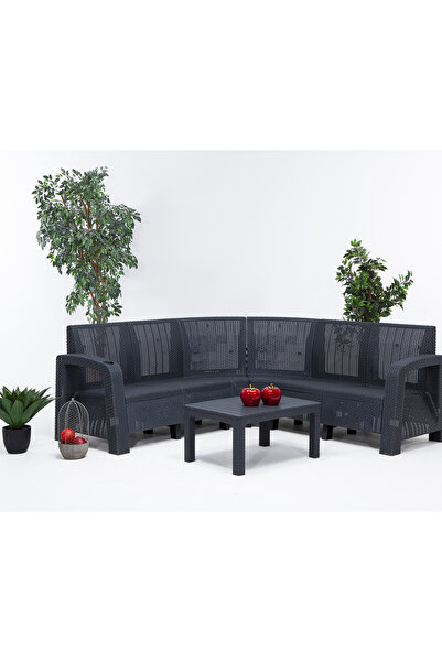 SANDALİE Olimpos Mindersiz Köşe Takımı (2/2) - Antrasit