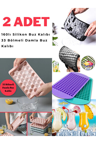 Genel Markalar 2 Adet | 160lı Silikon Buz Kalıbı ve 33 Bölmeli Pratik Kapaklı...