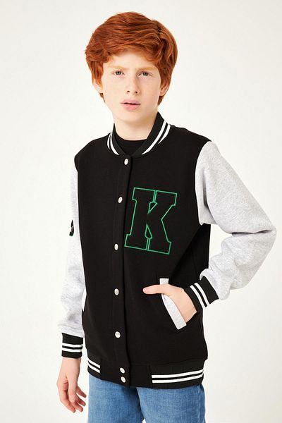 Perendi K Κέντημα Λεπτομερές Boy College Jacket Μαύρο