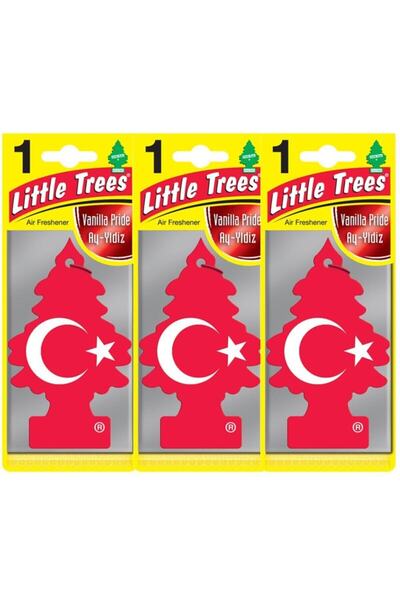 Car Freshner Little Trees Türk Bayrağı Ay Yıldız Vanilya Koku 3 Adet